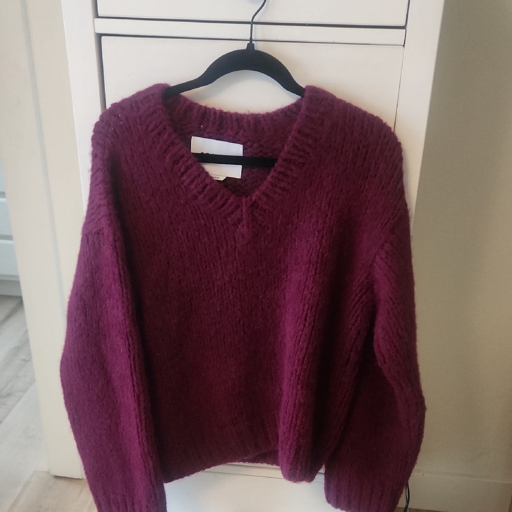 Re/Done Alpaca Blend Chunky V Neck Sweater Small